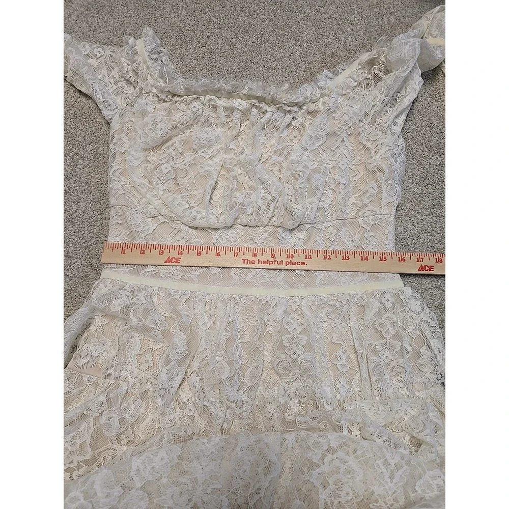 Tadashi Shoji Women Jacquin Off Shoulder Lace Tiered Bell Sleeve Dress Sz 12 NWT